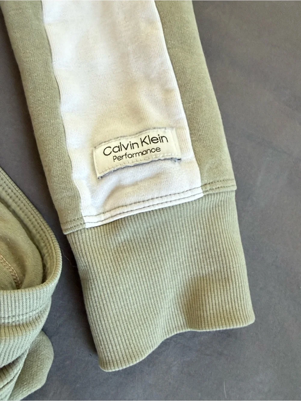 Calvin Klein Sage Green Track Jogger Set with White Stripe